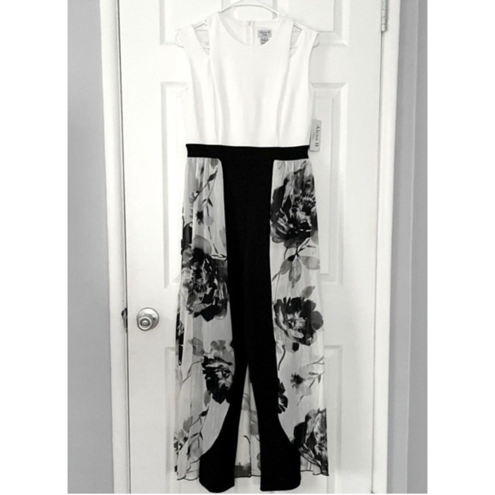 Chic Alex B. Nites Women Jumpsuit Size 4‎ Stretch Elastic Waist Floral Fairycore